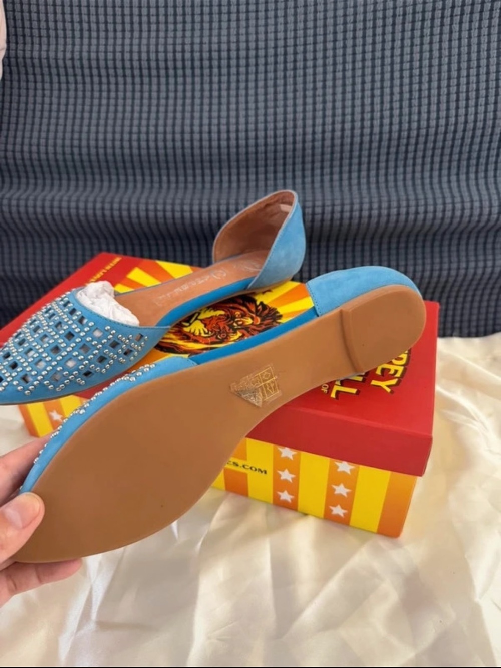 Jeffrey Campbell Blue Jeweled Pointed-Toe D'Orsay Flats - Picture 2 of 3